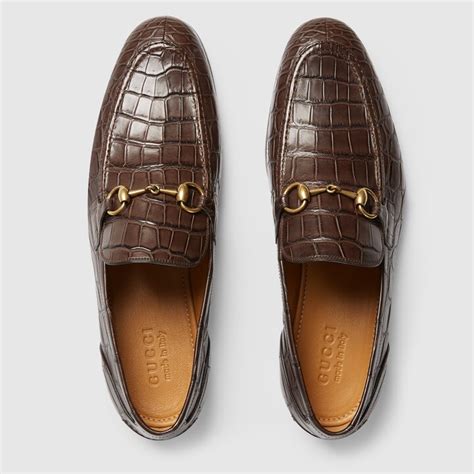 gucci crocodile shoes brown|Gucci Jordaan crocodile loafer in brown crocodile .